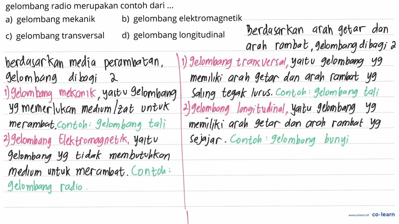 gelombang radio merupakan contoh dari ... a) gelombang