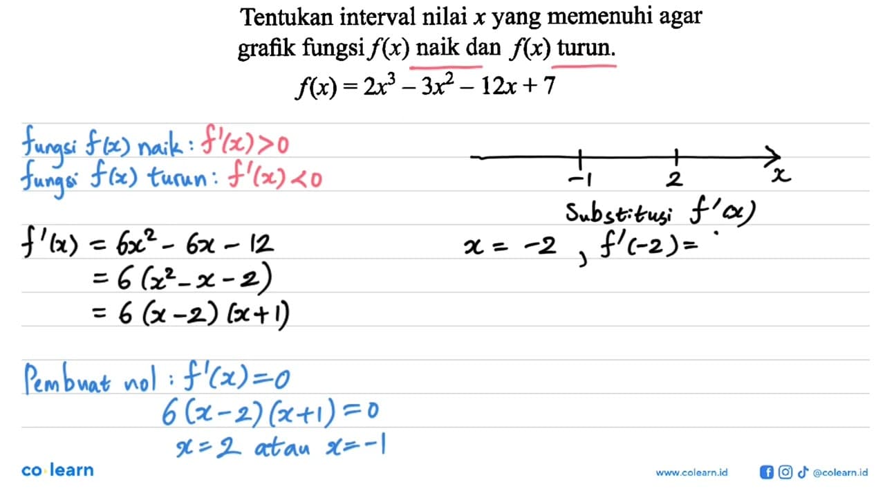 Tentukan interval nilai x yang memenuhi agar grafik fungsi