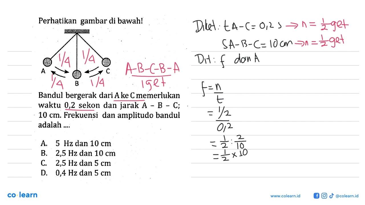 Perhatikan gambar di bawah!Bandul bergerak dari A ke C