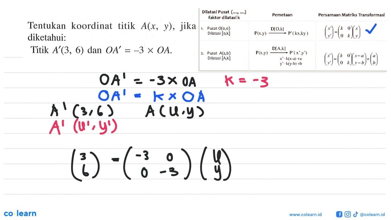 Tentukan koordinat titik A(x, y), jika diketahui: Titik