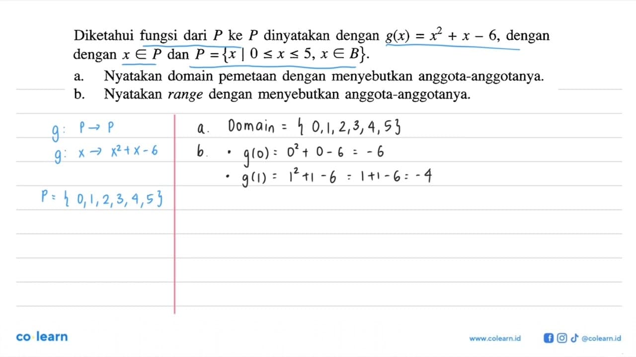 Diketahui fungsi dari P ke P dinyatakan dengan