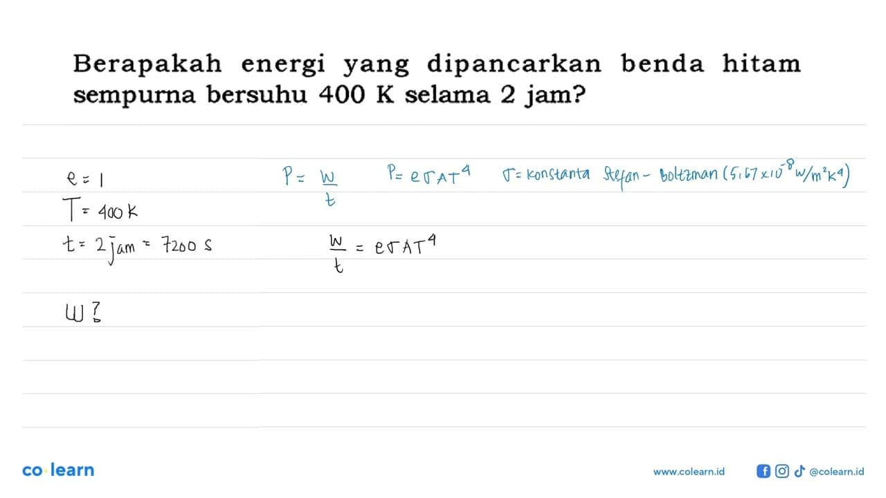 Berapakah energi yang dipancarkan benda hitam sempurna