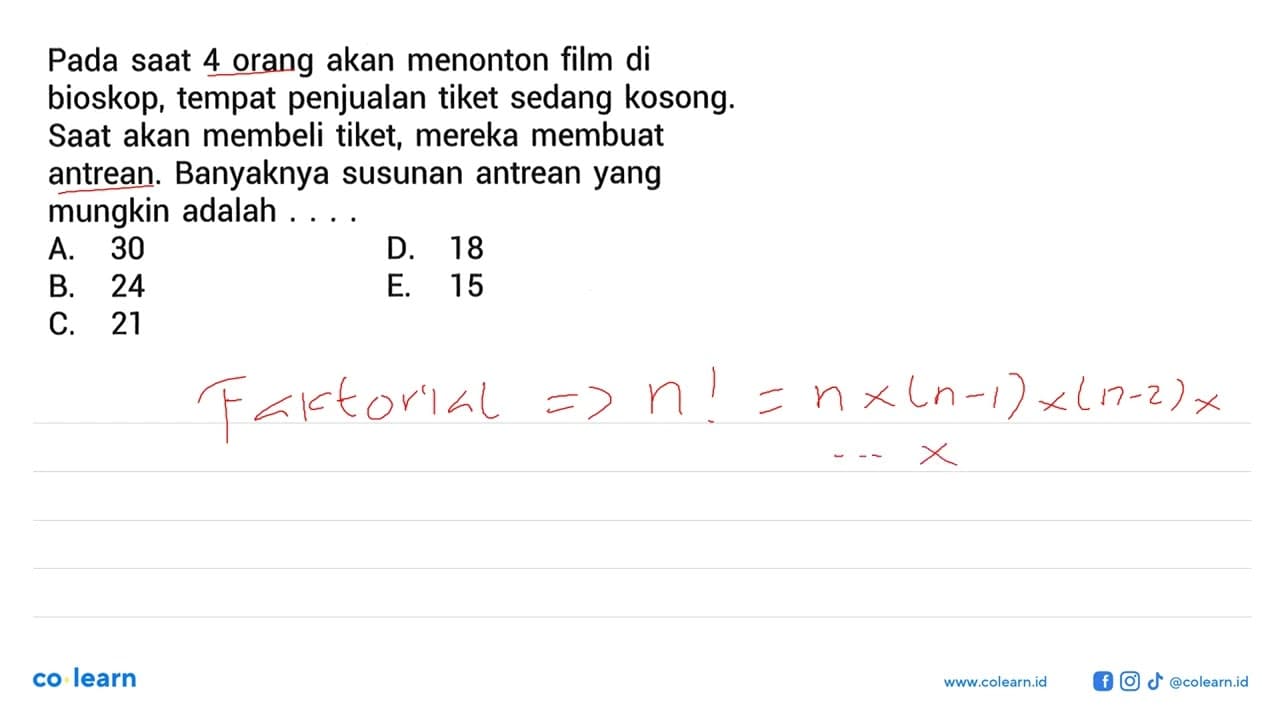 Pada saat 4 orang akan menonton film di bioskop, tempat