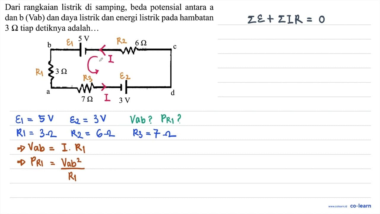 Dari rangkaian listrik di samping, beda potensial antara a