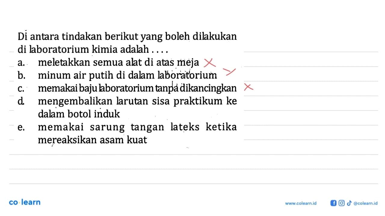 Di antara tindakan berikut yang boleh dilakukan di