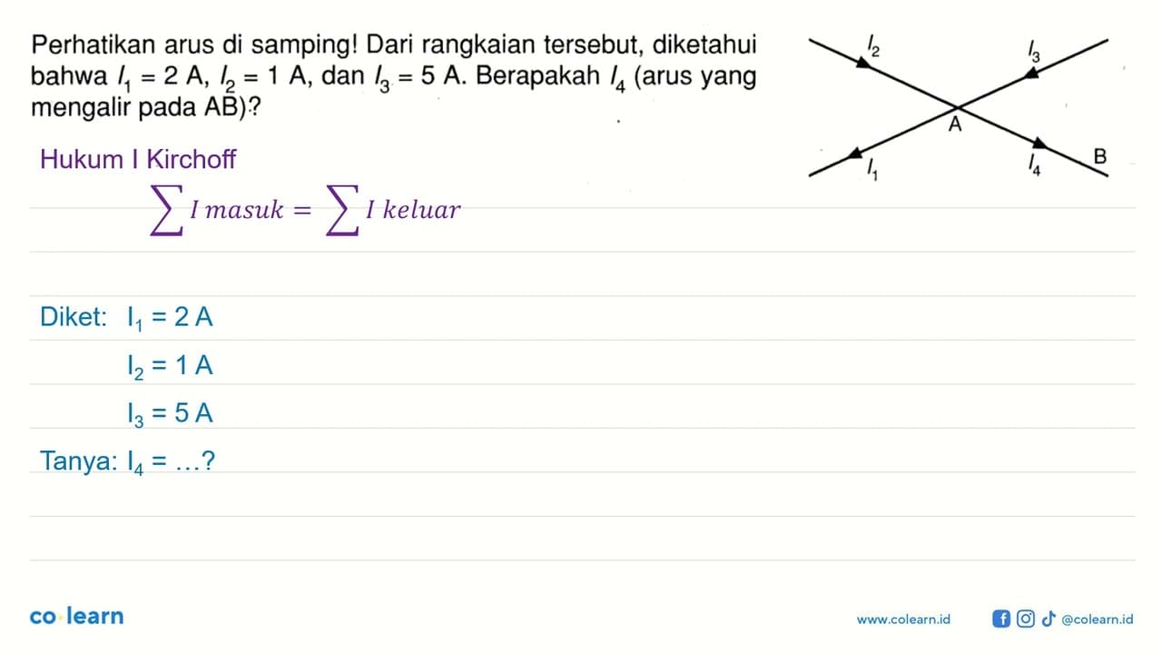 Perhatikan arus di samping! Dari rangkaian tersebut,