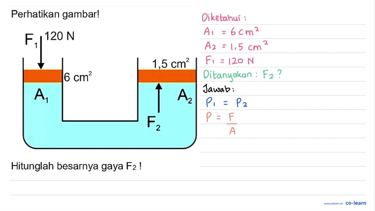 Perhatikan gambar! Hitunglah besarnya gaya F_(2) !