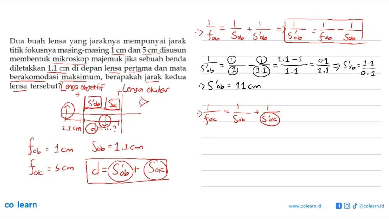 Dua buah lensa yang jaraknya mempunyai jarak titik fokusnya