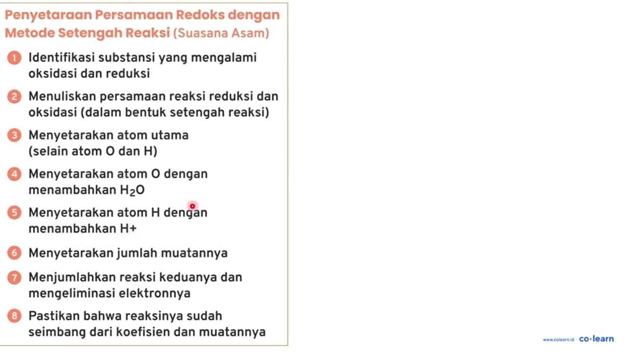 Perhatikan reaksi redoks berikut. MnOa^- (aq) + C2O4^2-(aq)