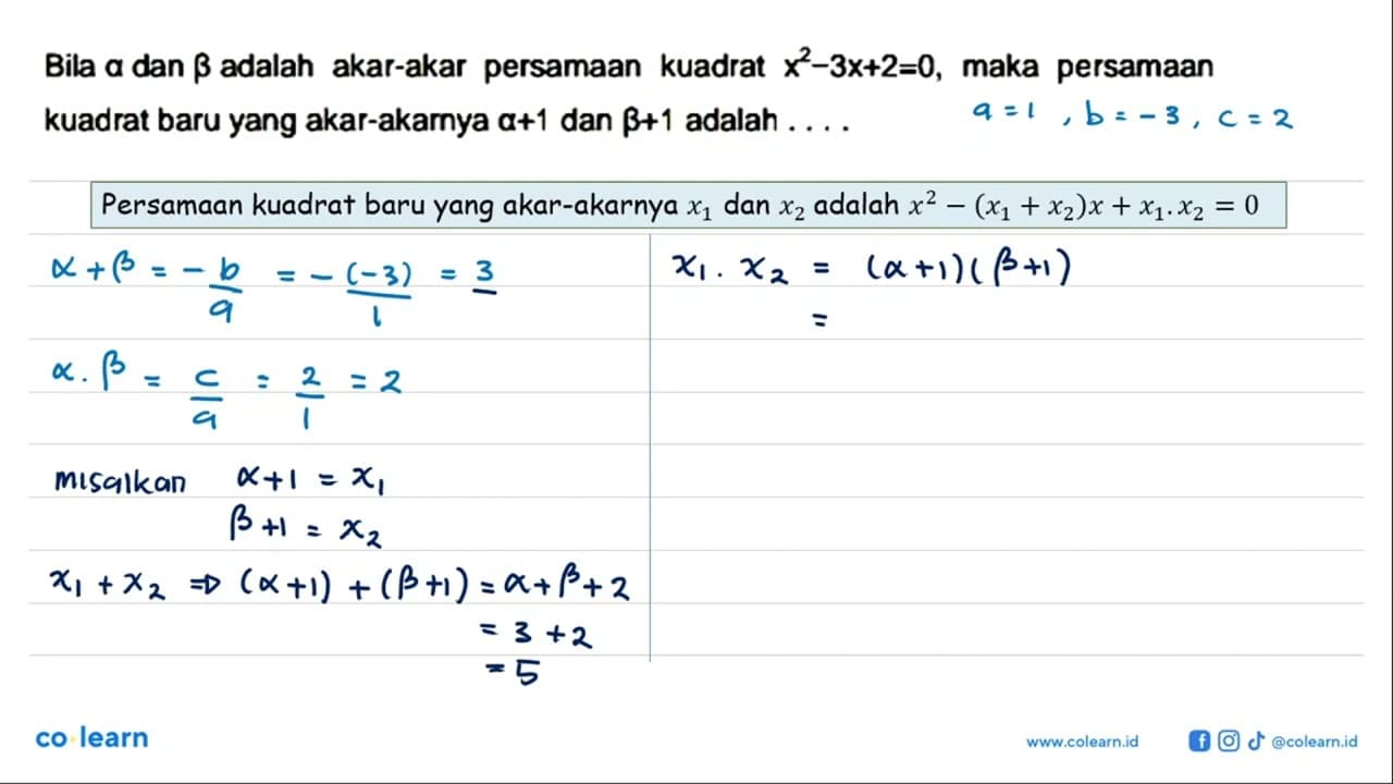 Bila alpha dan beta adalah akar-akar persamaan kuadrat