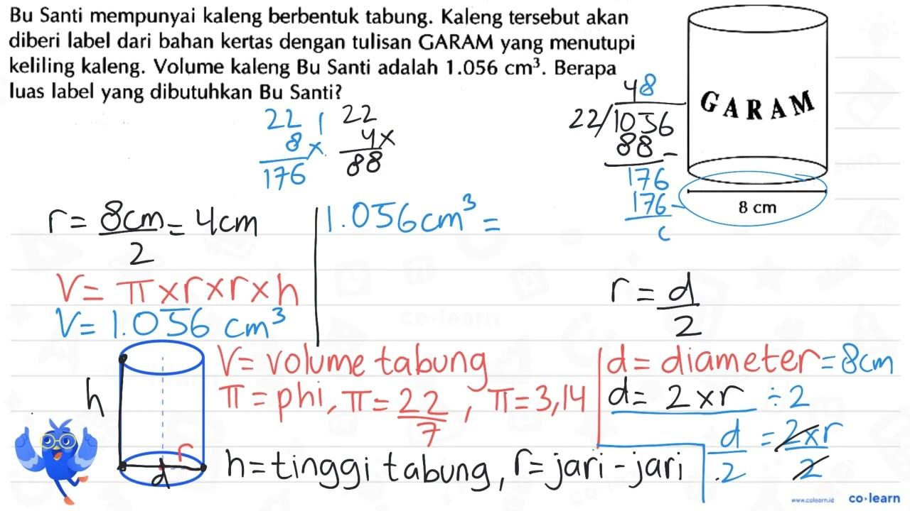 Bu Santi mempunyai kaleng berbentuk tabung. Kaleng tersebut