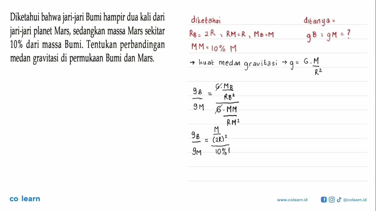 Diketahui bahwa jari-jari Bumi hampir dua kali dari