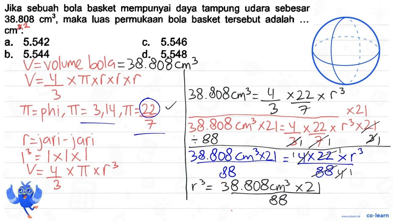 Jika sebuah bola basket mempunyai daya tampung udara