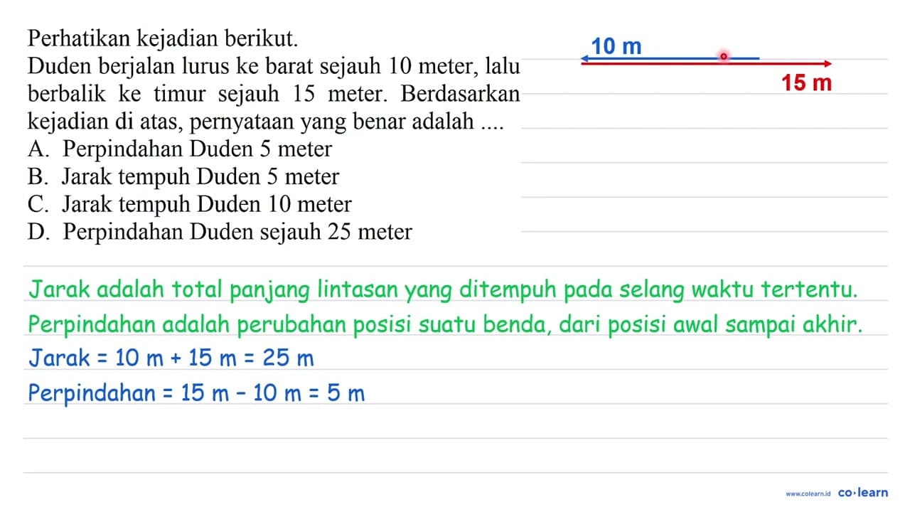 Perhatikan kejadian berikut. Duden berjalan lurus ke barat