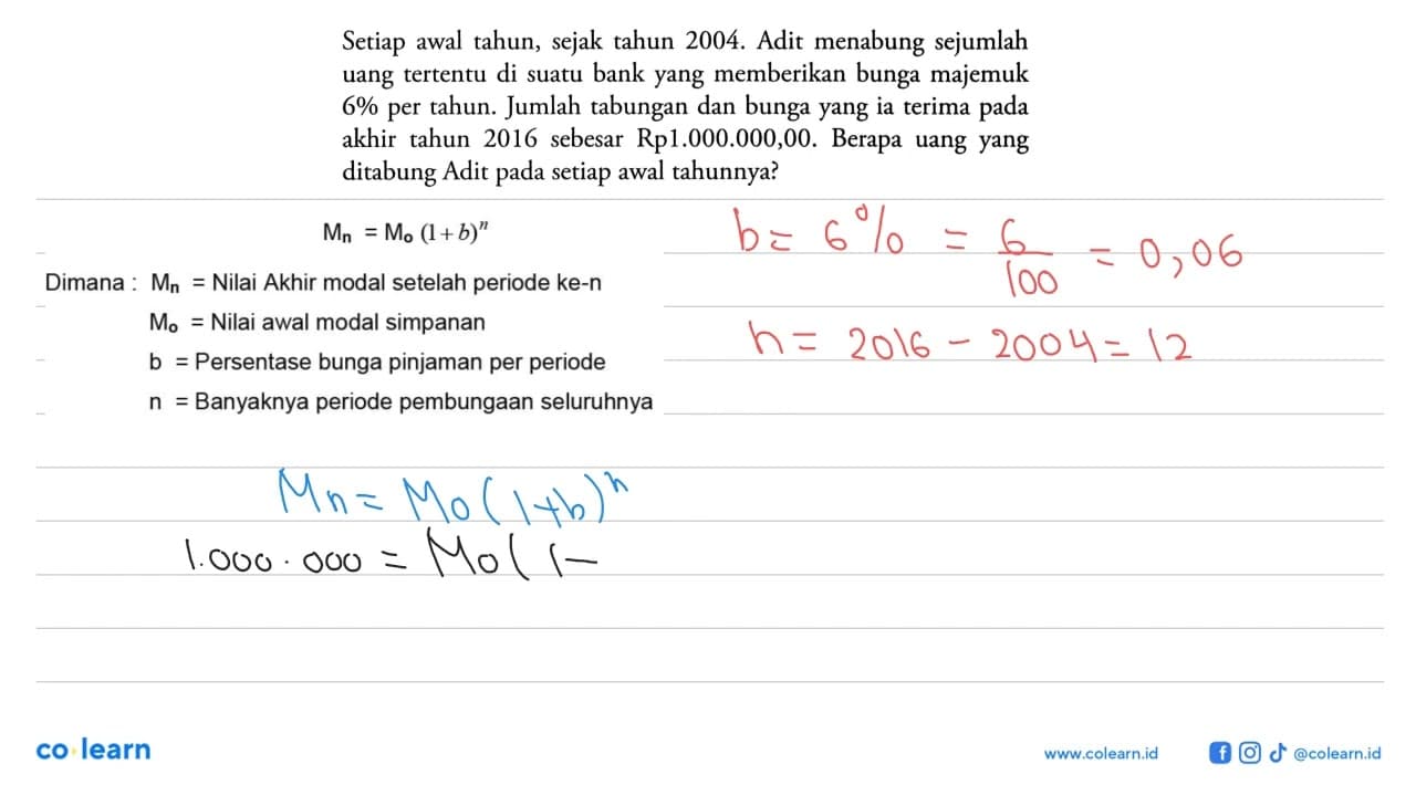 Setiap awal tahun, sejak tahun 2004. Adit menabung sejumlah