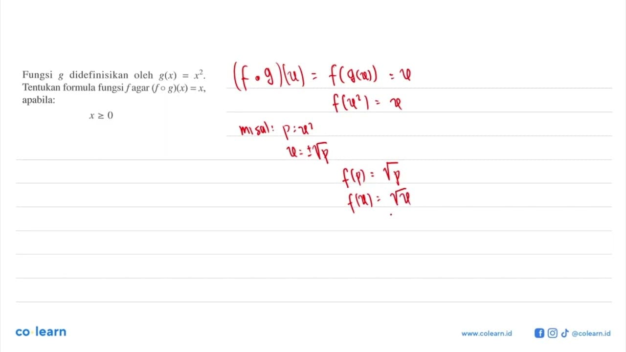 Fungsi g didefinisikan oleh g(x)=x^2. Tentukan formula