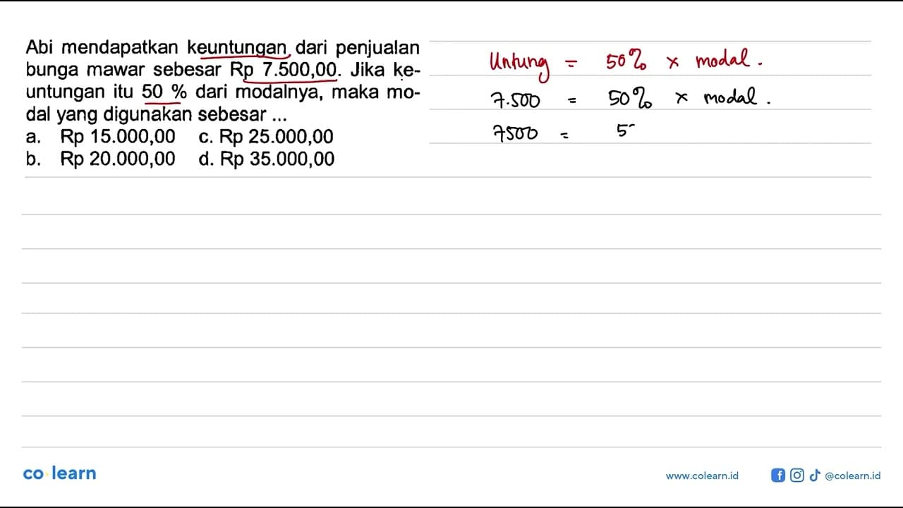 Abi mendapatkan keuntungan dari penjualan bunga mawar