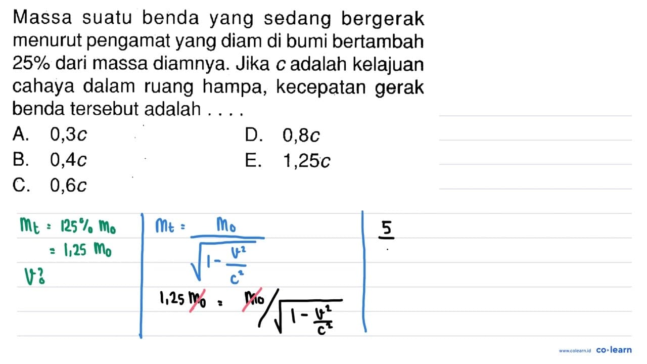 Massa suatu benda yang sedang bergerak menurut pengamat