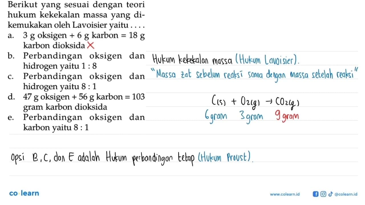 Berikut yang sesuai dengan teori hukum kekekalan massa yang