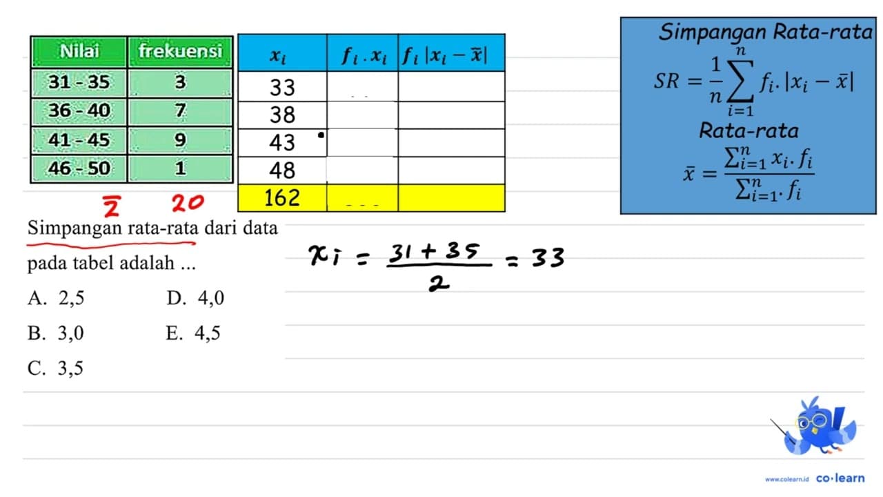 Nilai frekuensi 31-35 3 36-40 7 41-45 9 46-50 1 Simpangan