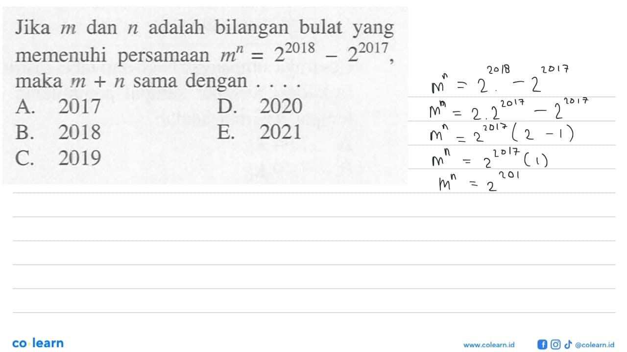 Jika m dan n adalah bilangan bulat yang memenuhi persamaan