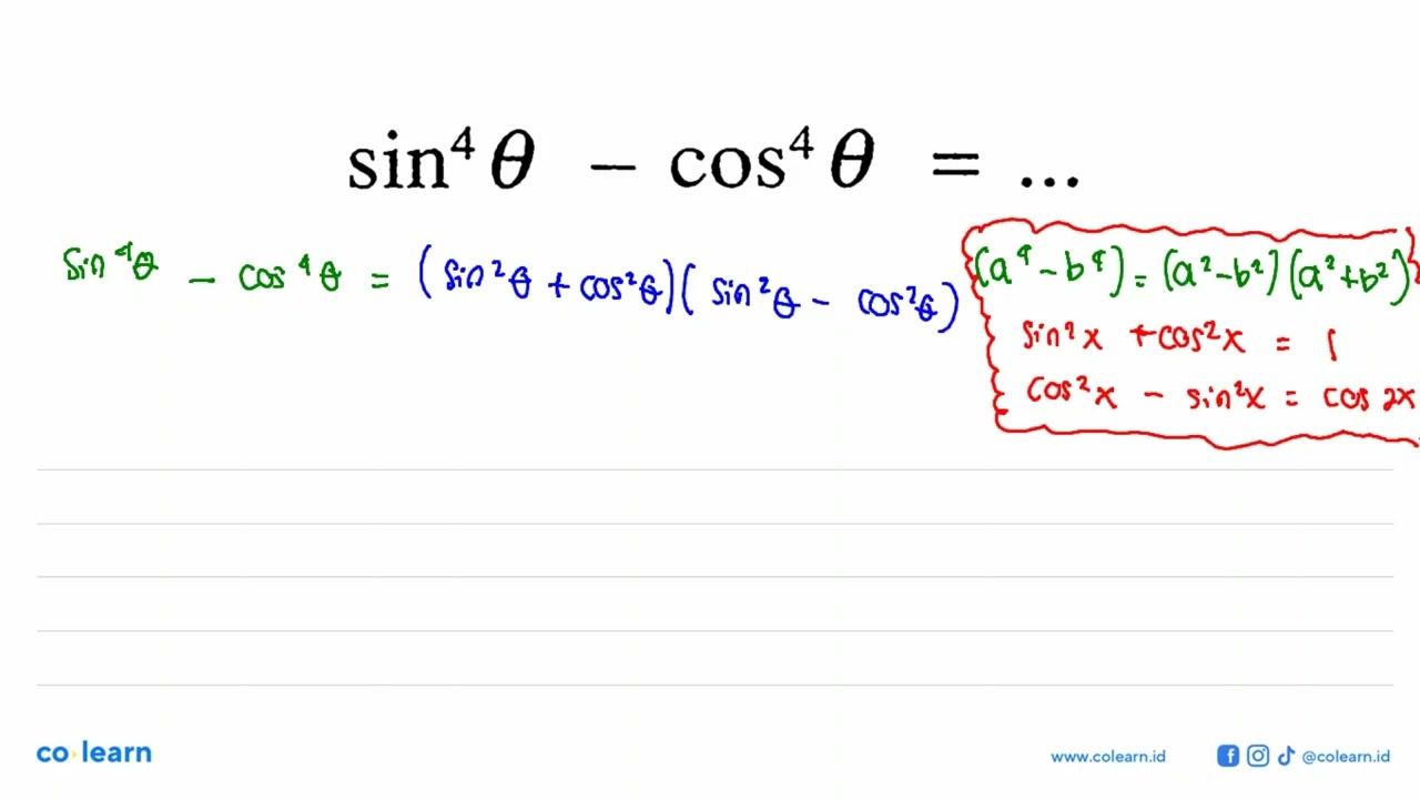 sin^4(theta)-cos^4(theta)=...