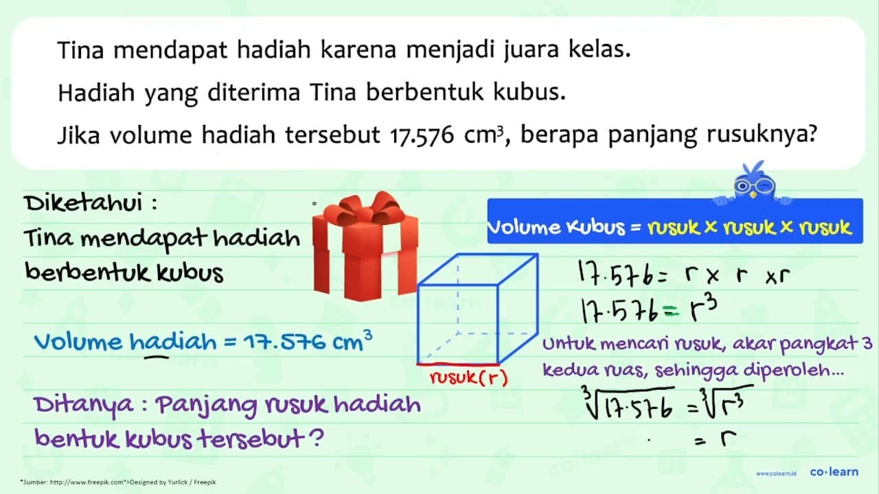 Tina mendapat hadiah karena menjadi juara kelas. Hadiah