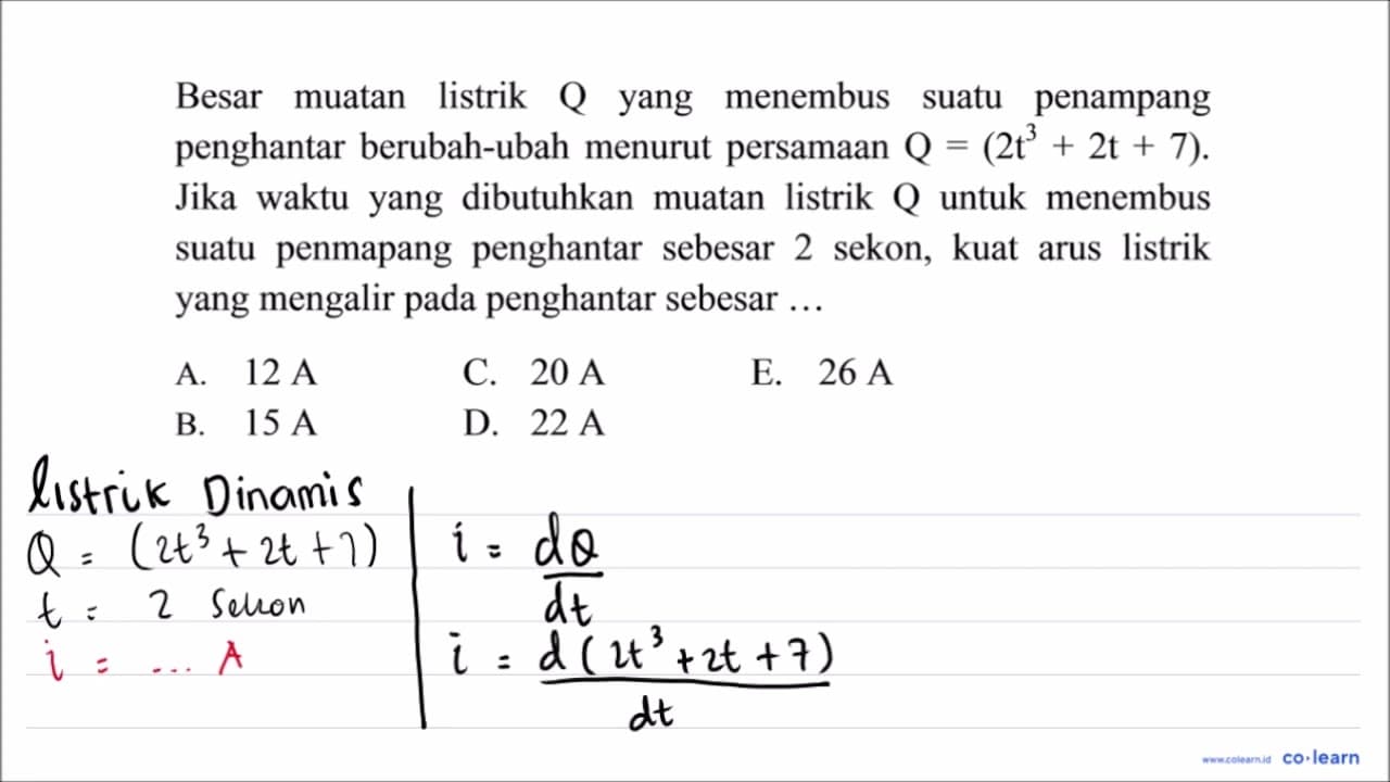 Besar muatan listrik Q yang menembus suatu penampang