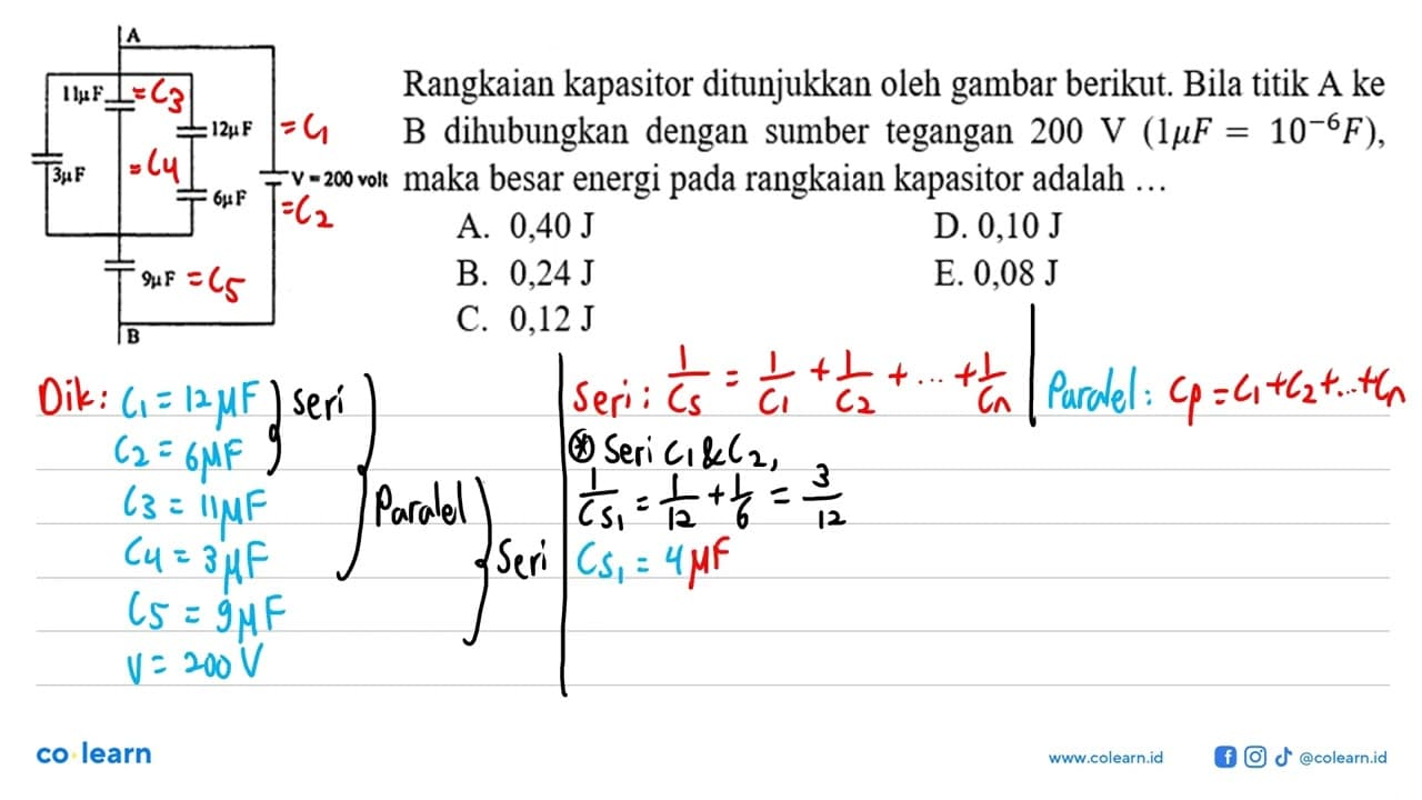 A 11 mikro F 12 mikro F 3 mikro F V = 200 volt 6 mikro F 9