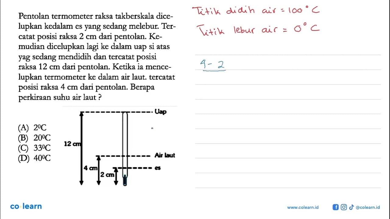 Pentolan termometer raksa takberskala dice- lupkan kedalam