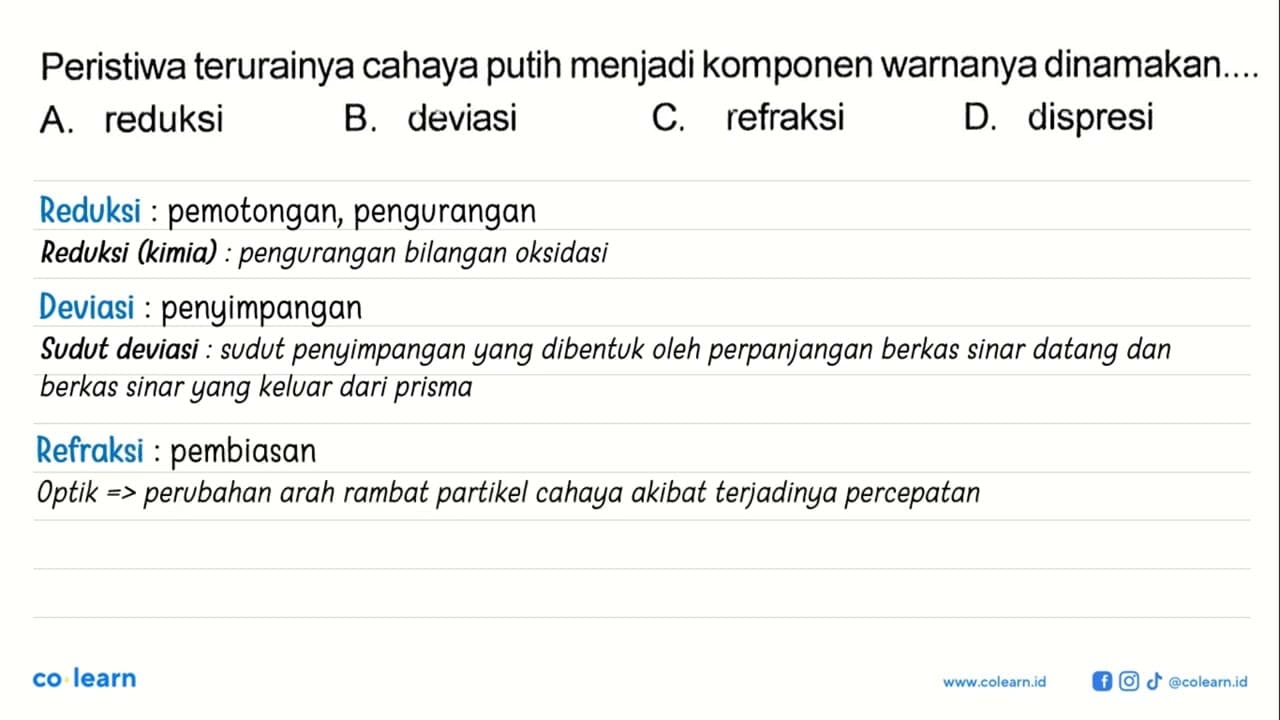 Peristiwa terurainya cahaya putih menjadi komponen warnanya