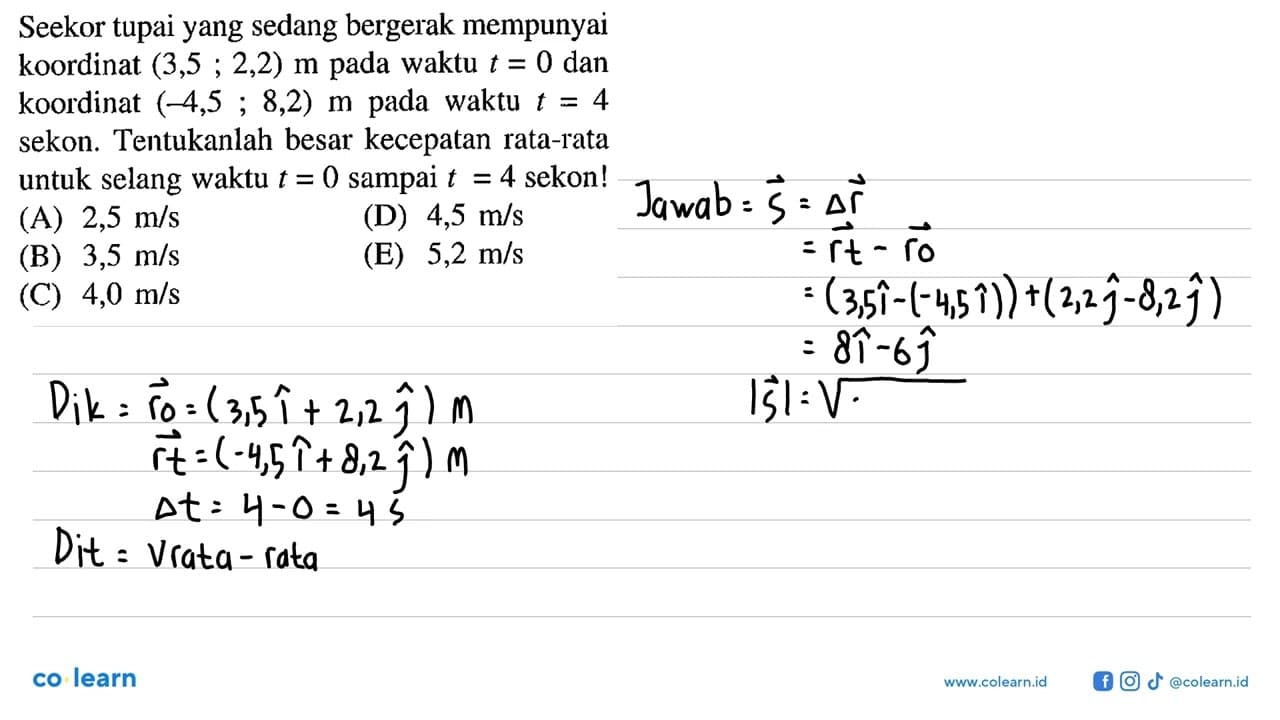 Seekor tupai yang sedang bergerak mempunyai koordinat (3,5