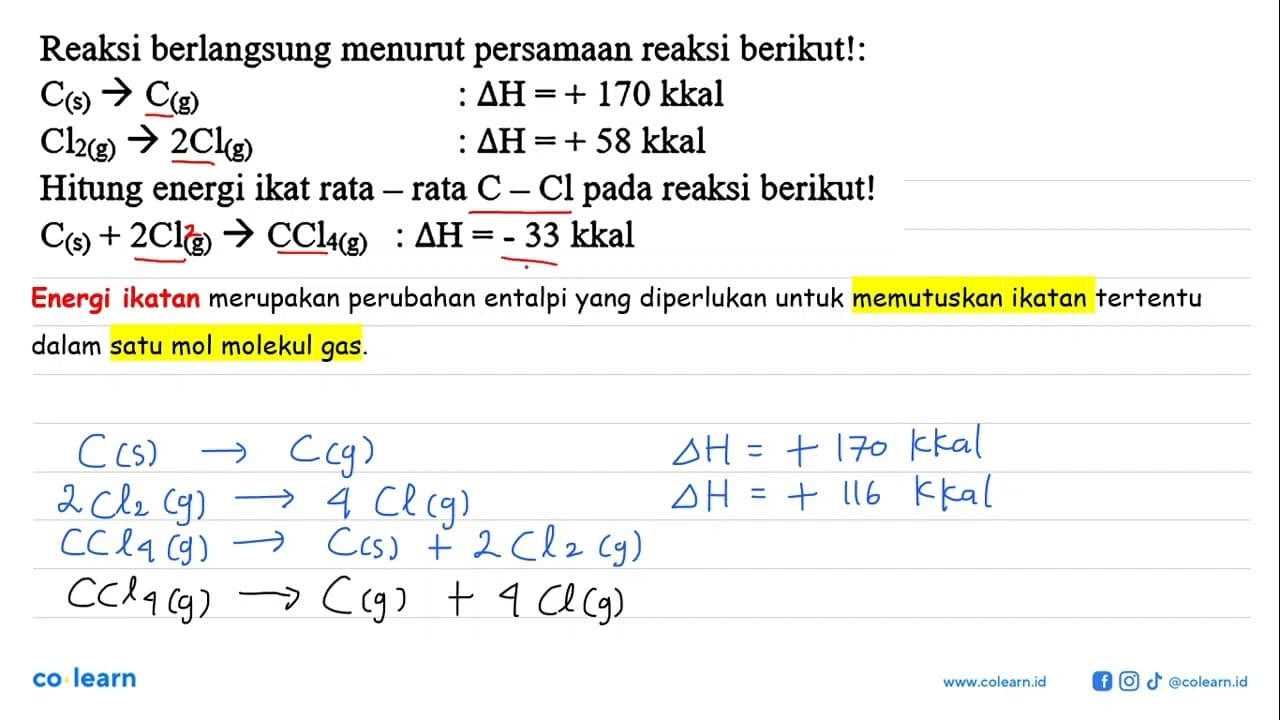 Reaksi berlangsung menurut persamaan reaksi berikut: C (s)