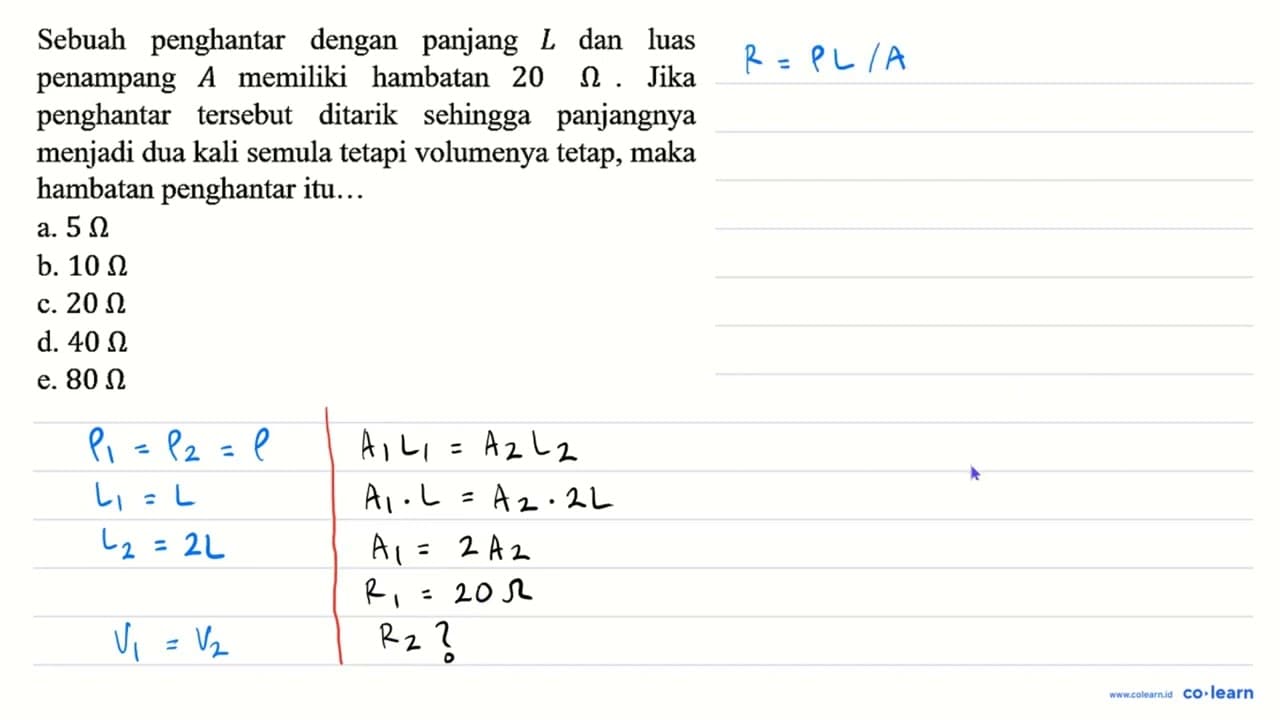 Sebuah penghantar dengan panjang L dan luas penampang A