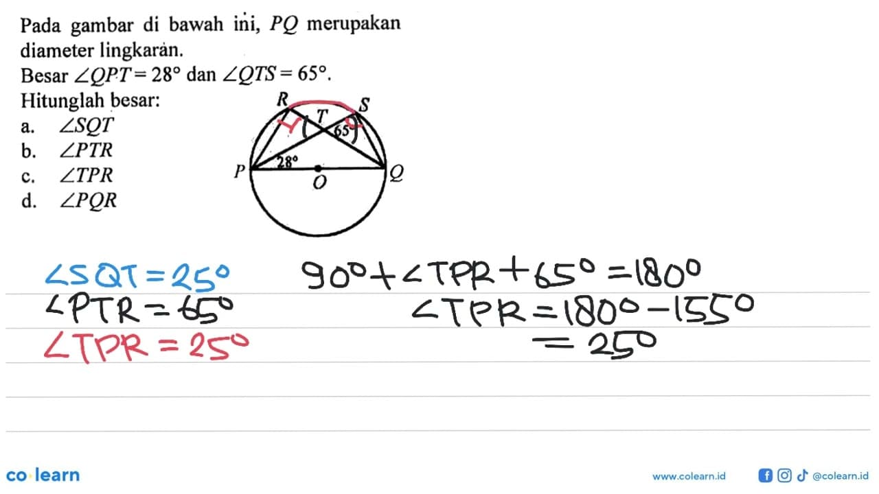 Pada gambar di bawah ini, PQ merupakan diameter