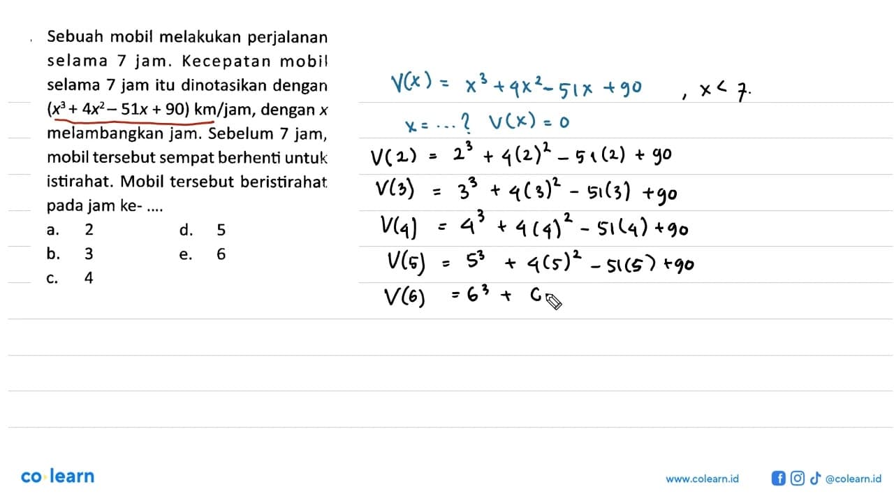 Sebuah mobil melakukan perjalanan selama 7 jam. Kecepatan