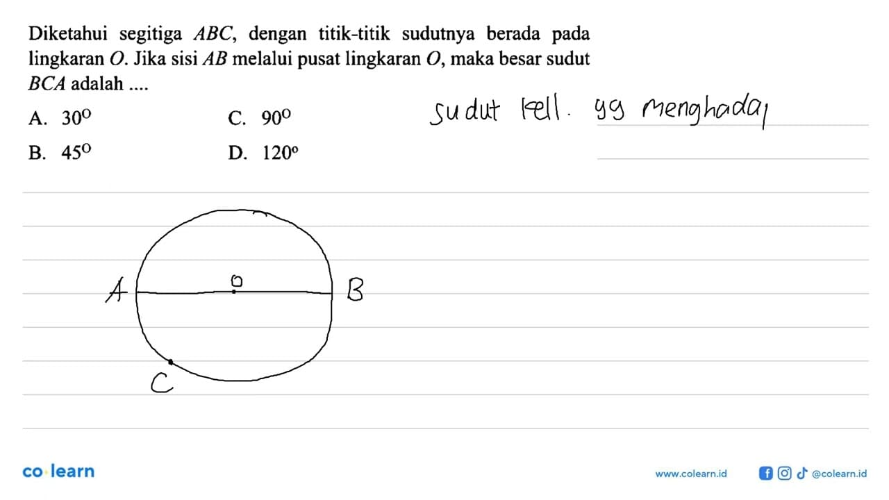 Diketahui segitiga ABC , dengan titik-titik sudutnya berada