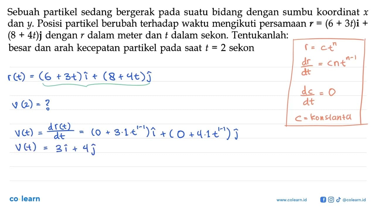 Sebuah partikel sedang bergerak suatu bidang dengan sumbu