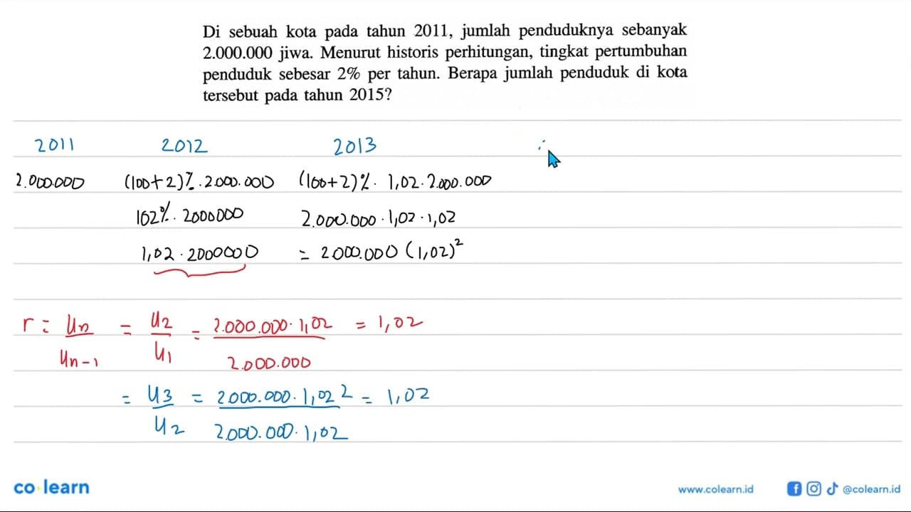 Di sebuah kota pada tahun 2011, jumlah penduduknya sebanyak