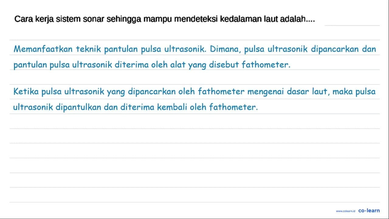 Cara kerja sistem sonar sehingga mampu mendeteksi kedalaman