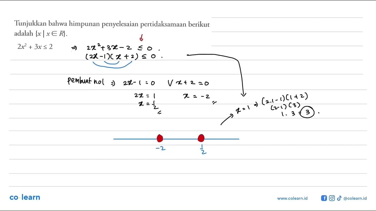 Tunjukkan bahwa himpunan penyelesaian pertidaksamaan