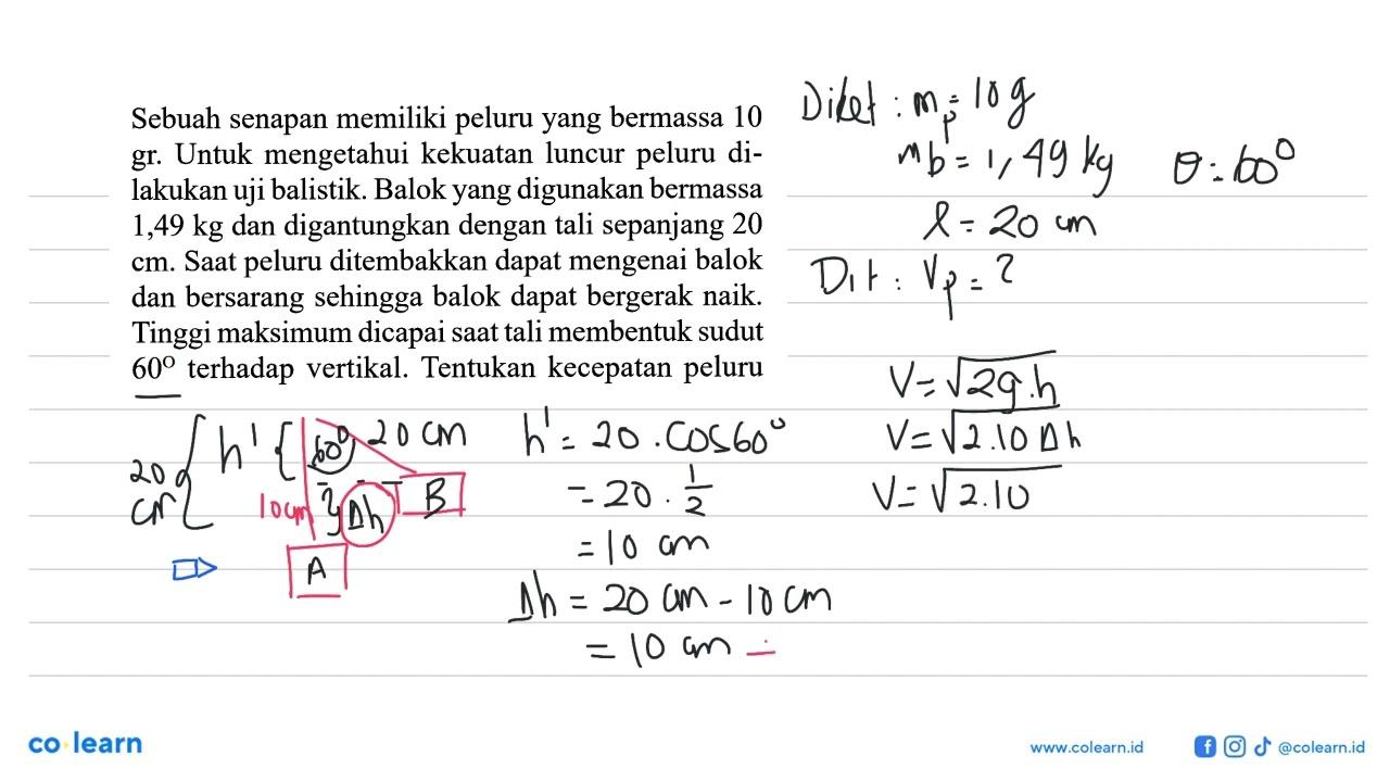 Sebuah senapan memiliki peluru yang bermassa 10 gr. Untuk