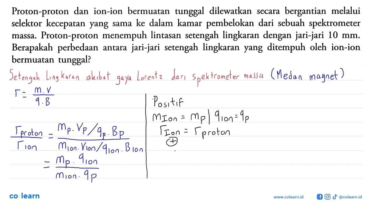 Proton-proton dan ion-ion bermuatan tunggal dilewatkan