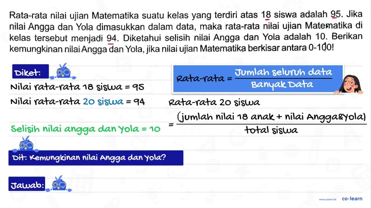 Rata-rata nilai ujian Matematika suatu kelas yang terdiri