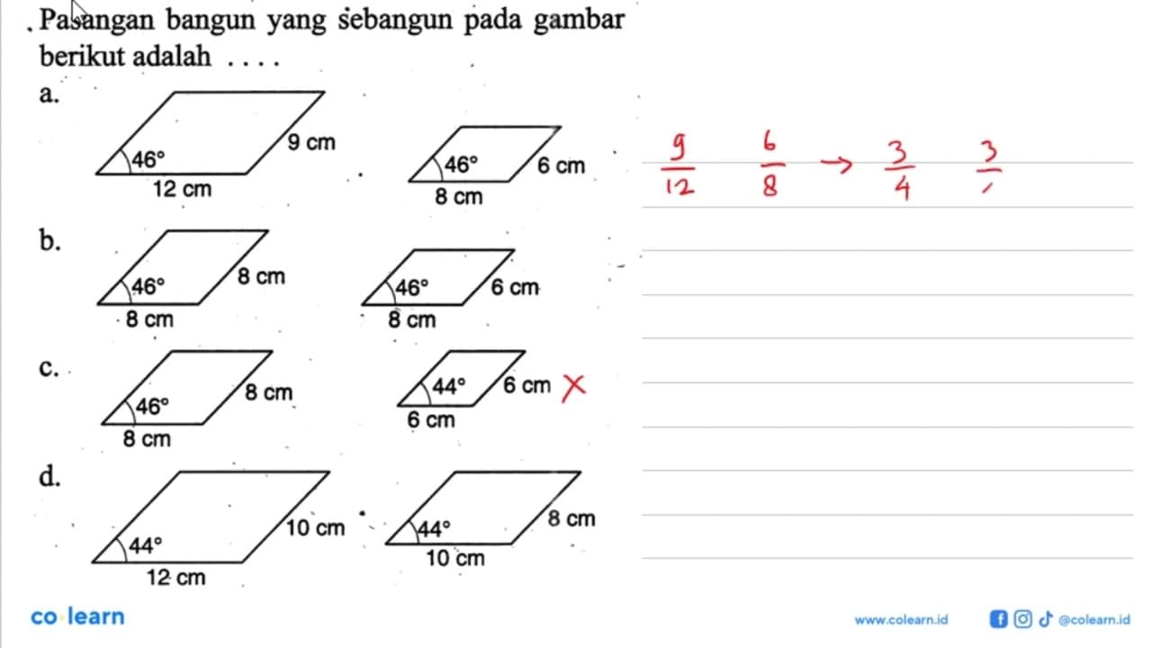 Pasangan bangun yang sebangun pada gambar berikut adalah