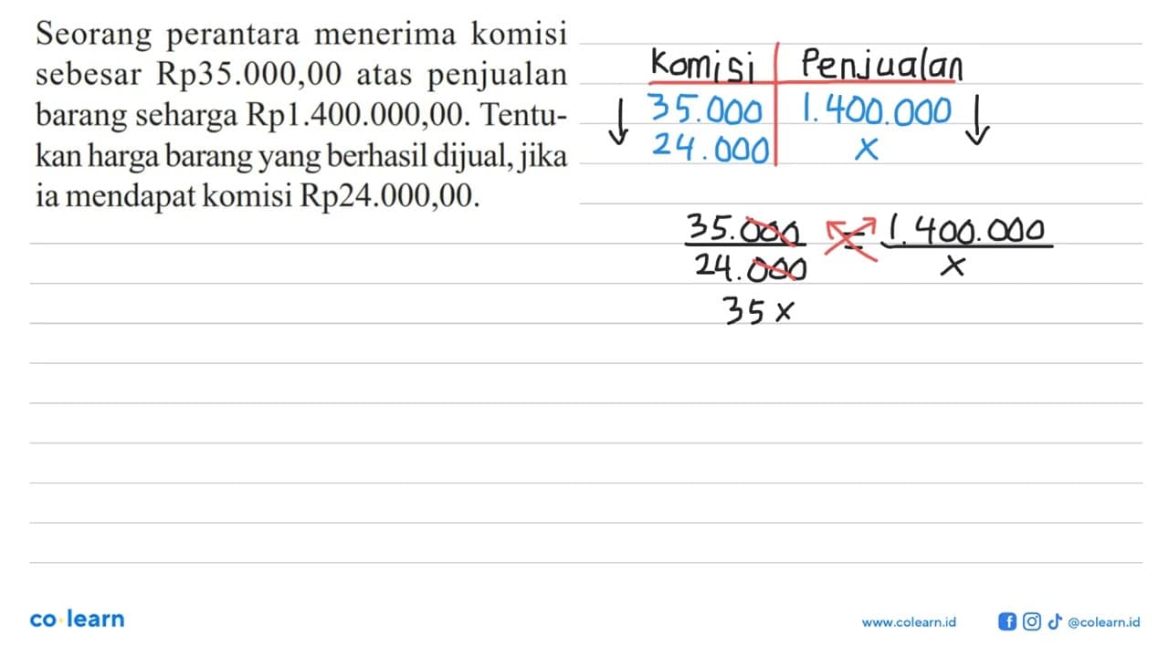 Seorang perantara menerima komisi sebesar Rp35.000,00 atas