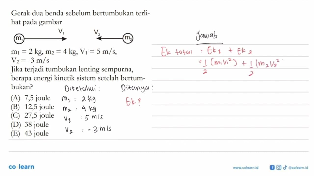 Gerak dua benda sebelum bertumbukan terlihat pada