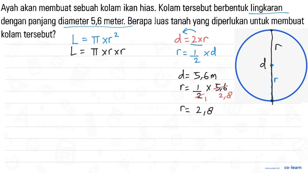 Avah akan membuat sebuah kolam ikan hias. Kolam tersebut