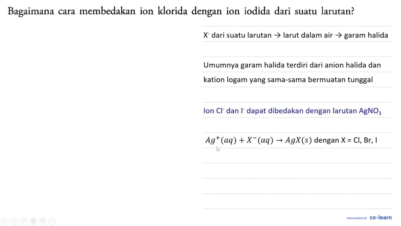 Bagaimana cara membedakan ion klorida dengan ion iodida