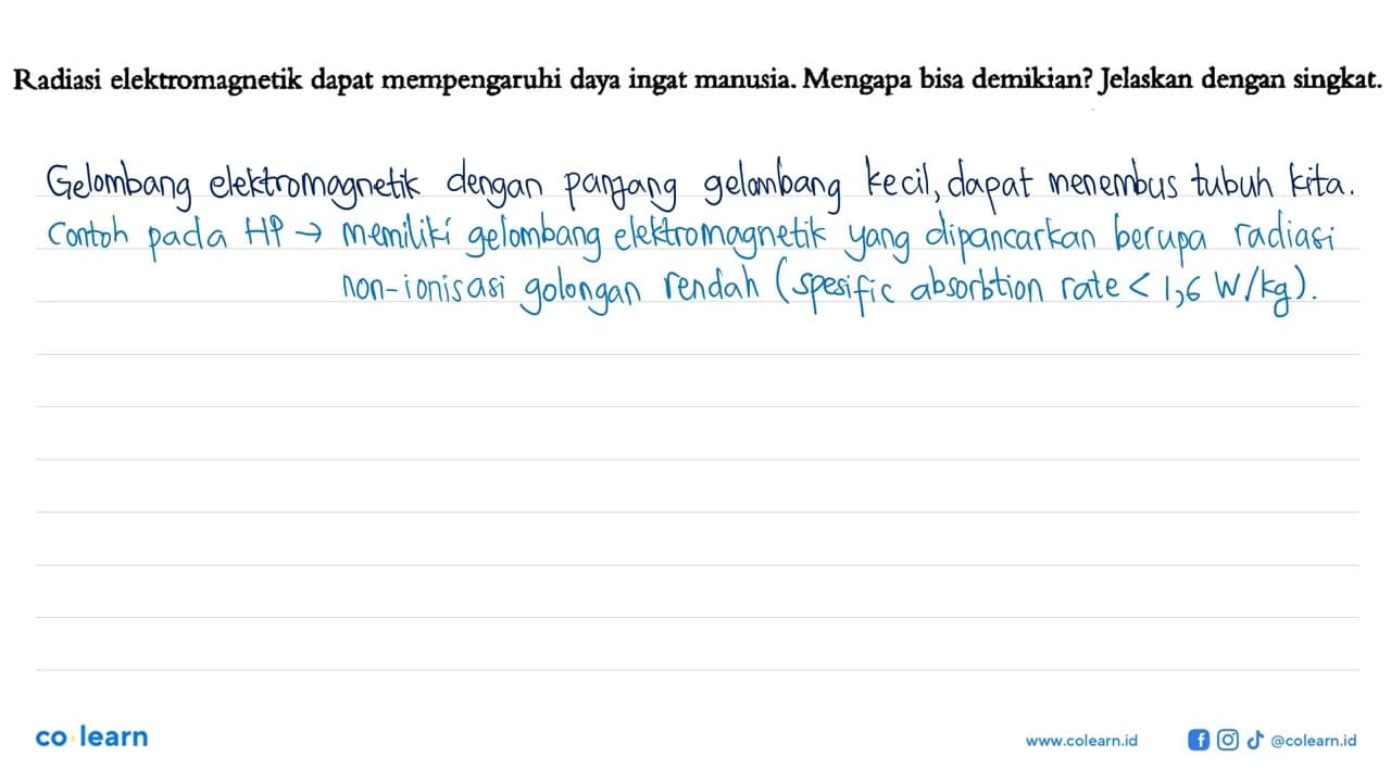 Radiasi elektromagnetik dapat mempengaruhi daya ingat